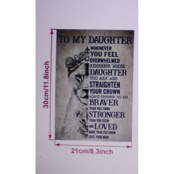 To My Daughter - Whenever You Feel Overwhelmed Canvas Wall Art Unframed Gift NIP - Picture 6 of 6